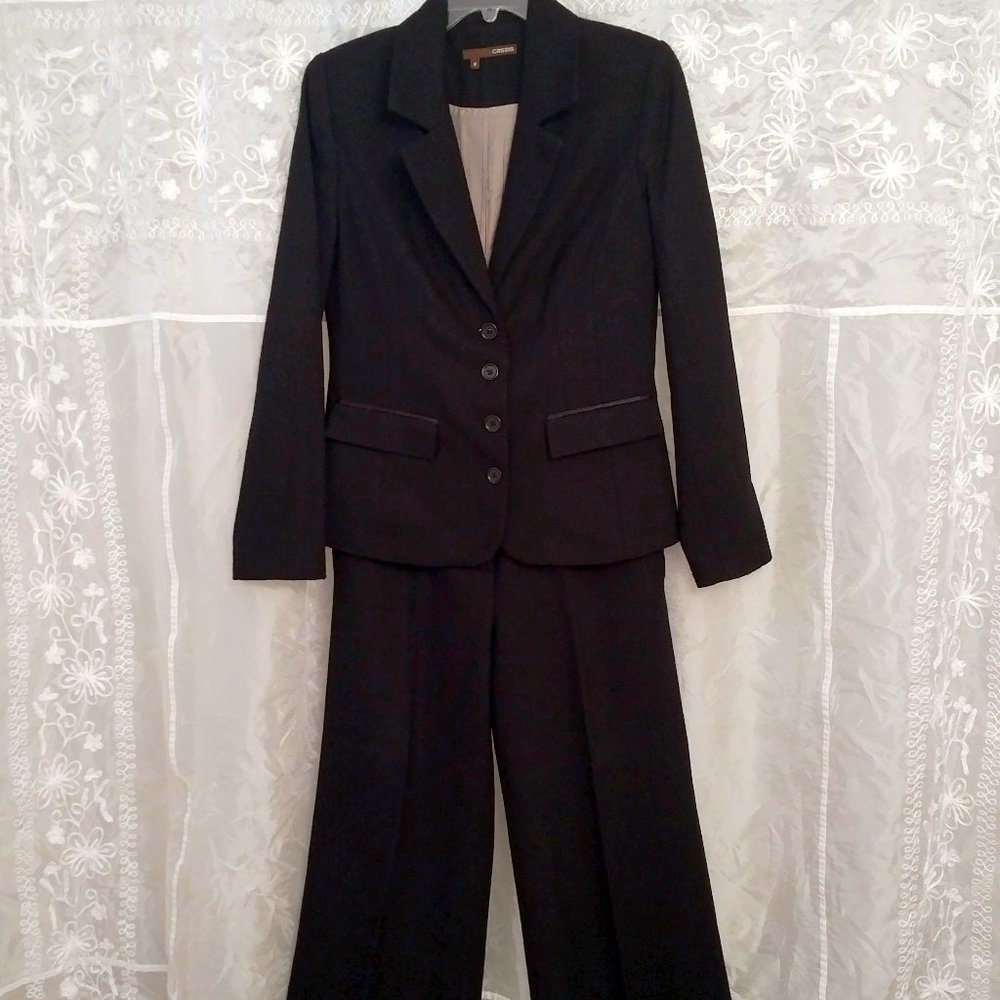 RARE Black Sparkle 3-PIECE Suit - Blazer, Skirt & Crop Pant, 4*